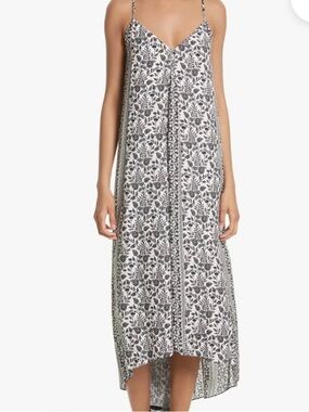 Alice + Olivia Rowley High-Low Floral Maxi Tent Dress Black White XS